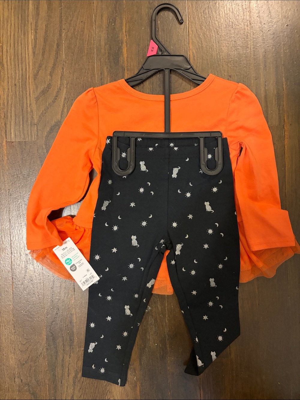 Carter's Orange Halloween Tutu Top with Black Halloween leggings - Picture 2 of 4